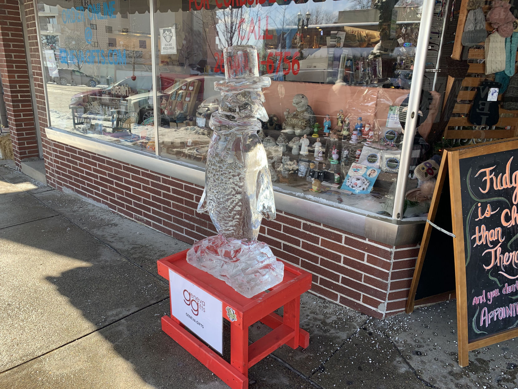Geneva Gifts had an ice sculpture